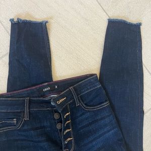 High rise dark skinny denim jeans